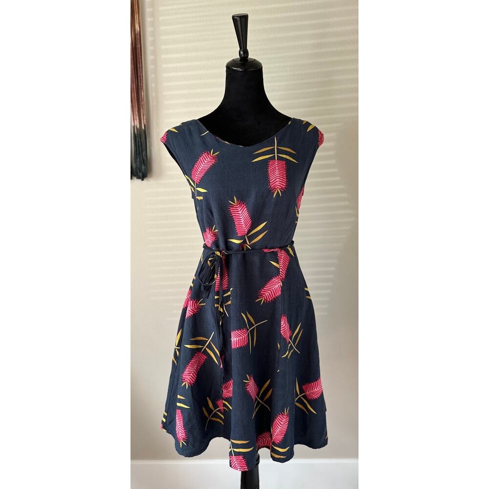 PRINCESS HIGHWAY A-Line Bottle Brush Print Cap Sleeve Midi Dress in Blue Size 10